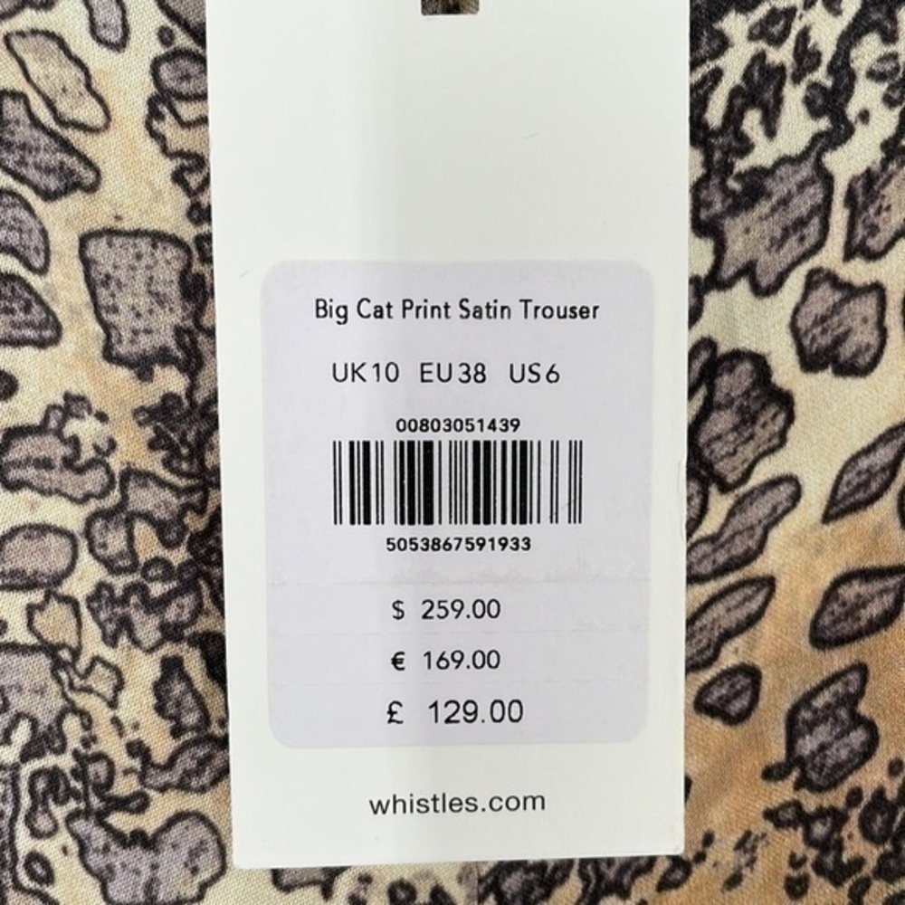 WHISTLES Big Cat Printed Satin Trouser Pants - Picture 9 of 16